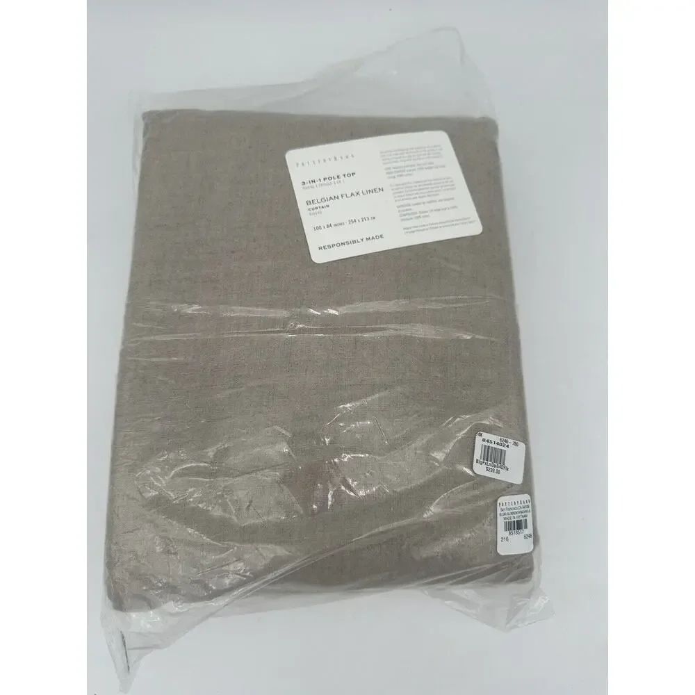 Pottery Barn Classic Belgian Flax 3 In 1 Pole Top Dark Flax Linen 100x84 Curtain